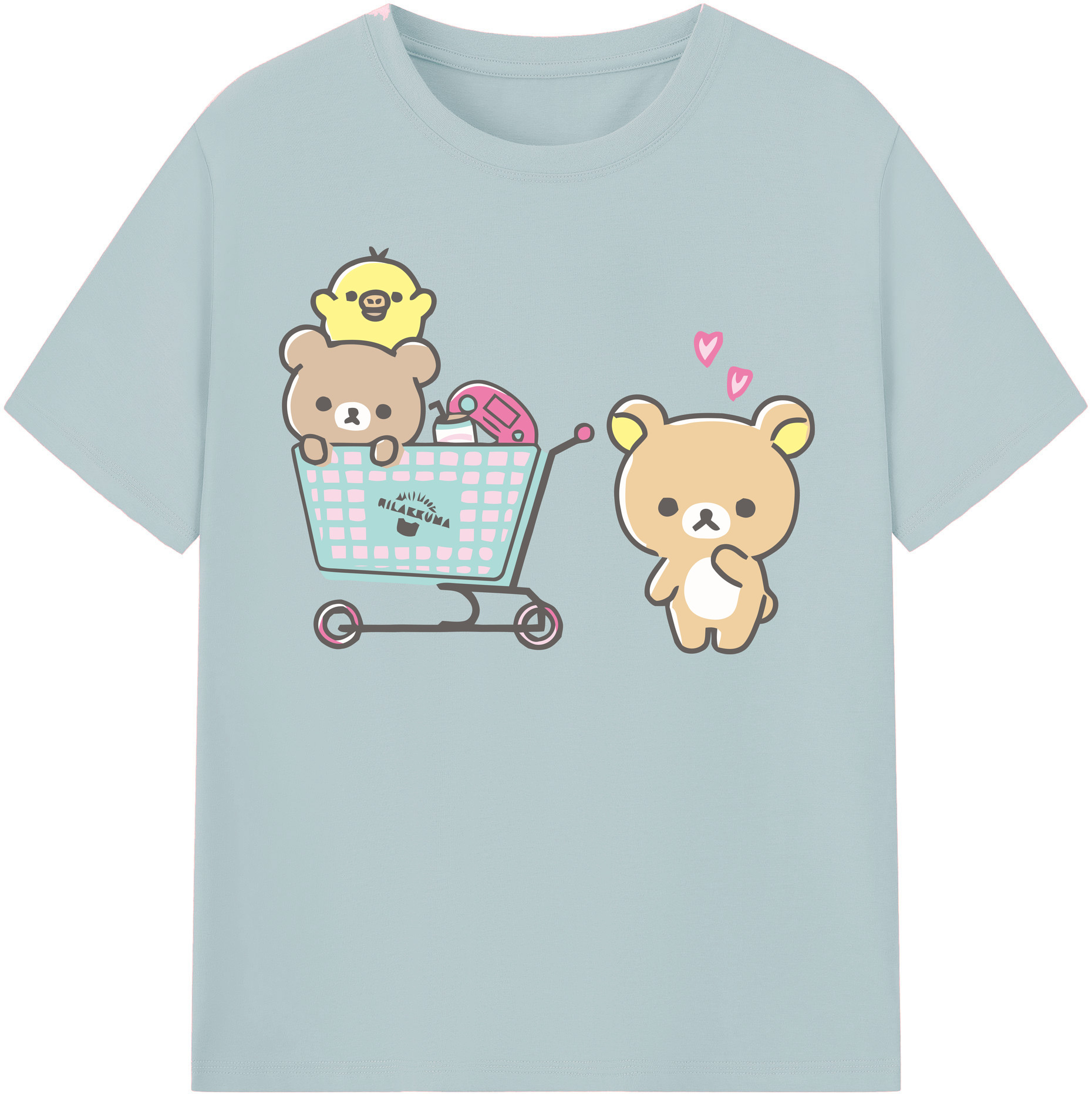 （画像用） リラックマ リラックマ キイロイトリ Rilakkuma Korilakkuma Kiiroitori 綿100％半袖Tシャツ（フロントプリント）